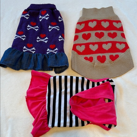 Other - Three Cute Dog Sweaters - Heart & Stripe Designs XS